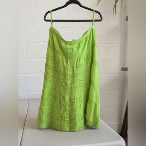 Green Women's Beaded Embroidered Cotton Skirt